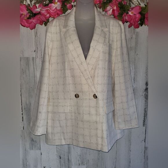 NWT Madewell The Plus Caldwell Double-Breasted Blazer in Ghent Plaid - Picture 7 of 10